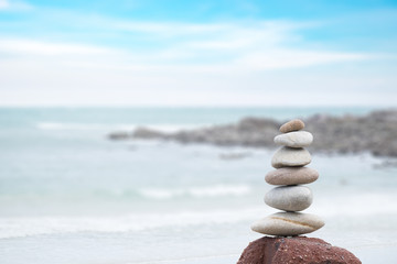 Stack of pebble stones at the beach, Summer, Beach