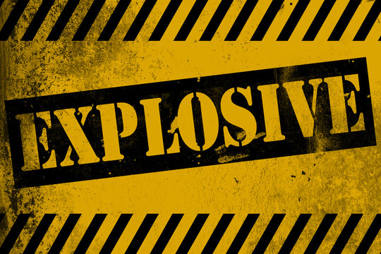 Explosive sign yellow with stripes