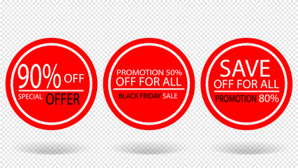 Set of discount banners , sale and  marketing  concept , on a transparent abstract background, Vector illustration, eps10