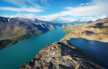 The Besseggen Ridge in Jotunheimen Norway - obrazy, fototapety, plakaty