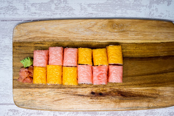 Japanese food Sushi Roll Maki of Salmon and avocado