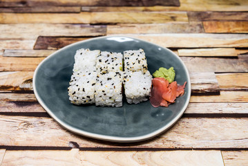 Japanese food Sushi Roll Maki of Salmon and avocado