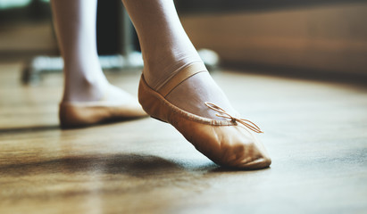 A Caucasian woman and girl practising ballet