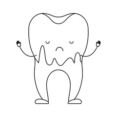 cartoon caries in the root of tooth in monochrome silhouette