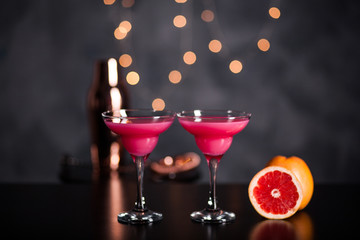 Pink martini cocktails