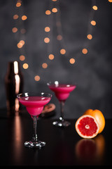 Pink martini cocktails