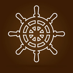 Obraz premium Ship steering wheel outline graphic vector.