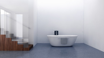 Fototapeta na wymiar Modern bright bathroom, interiors. 3D rendering