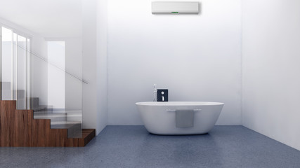 Naklejka na ściany i meble Modern bright bathroom with air conditioning, interiors. 3D rendering