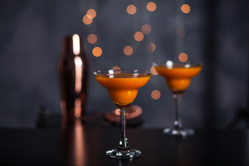 Orange martini cocktails