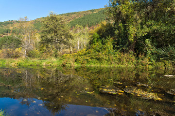 Autumn Landscape of Iskar River near Pancharevo lake, Sofia city Region, Bulgaria