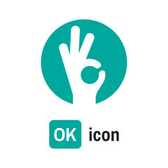 ok hand icon. OK sign vector illustration