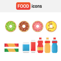 Snack chips bag vector. Fast food snacks and drinks flat vector icons