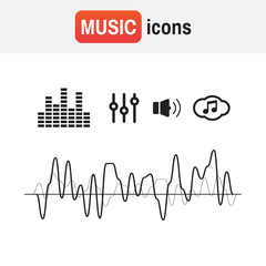 sound wave vector. Sound waves and musical icons