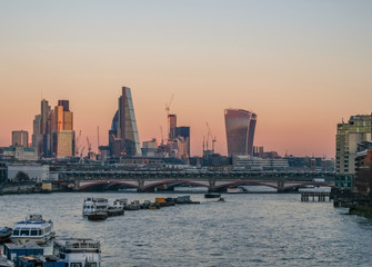 Fototapeta na wymiar London skyline shot taken from Waterloo Bridge looking towards the City of London