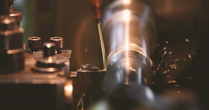 Finishing metal working on high precision grinding machine in workshop