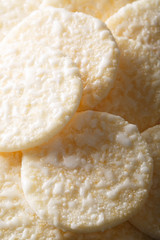 Japanese rice cakes with sugar macro. vertical background