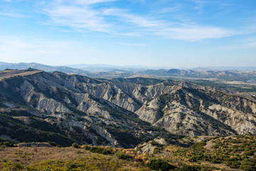 Landscape of Italian badlands called calanchi. Basilicata region.