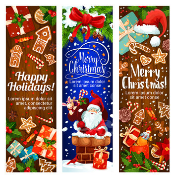 Happy winter Christmas holidays vector banners
