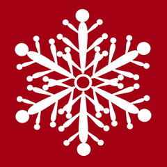White snowflake on a red background