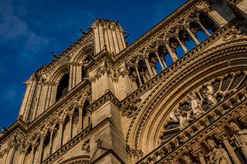Notre-Dame de Paris, a medieval Catholic cathedral on the Île de la Cité in the fourth arrondissement of Paris, France. 