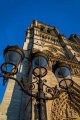 Fototapeta na wymiar Notre-Dame de Paris, a medieval Catholic cathedral on the Île de la Cité in the fourth arrondissement of Paris, France. 
