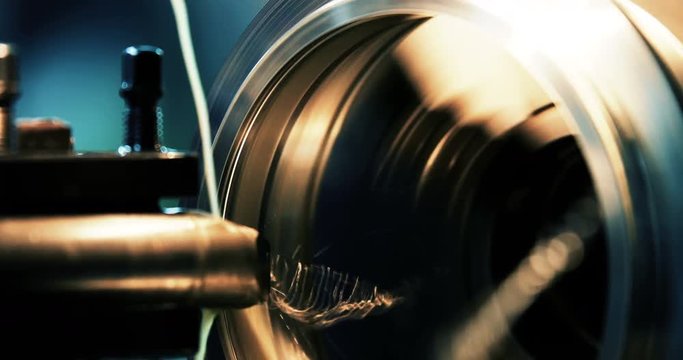 Finishing metal working on high precision grinding machine in workshop