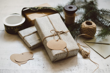 Elegantly wrapped Christmas gifts