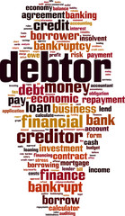 Obraz premium Debtor word cloud