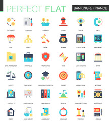 Vector set of flat Banking finance icons.