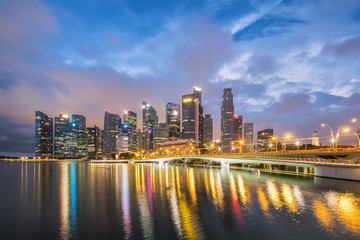 Fototapeta na wymiar Singapore skyline financial district ,travel location at twilight time
