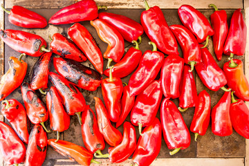 Roasted red pappers on the barbecue