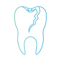 broken tooth with root in degraded green to blue color contour