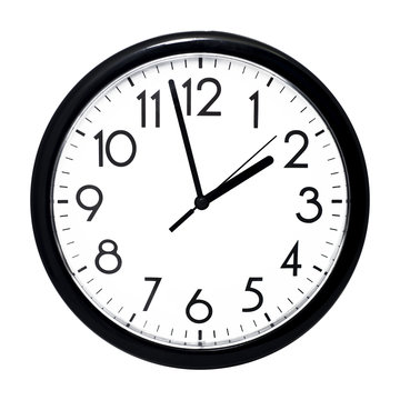White wall clock. Isolated on white background.