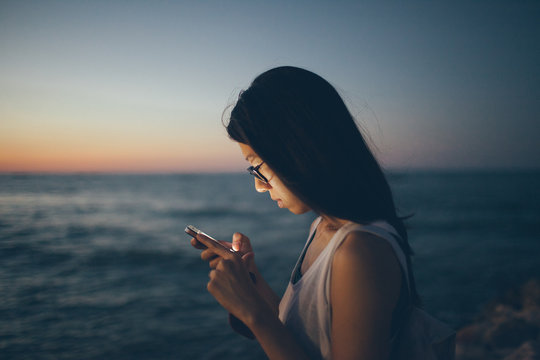 Young girl with her phone