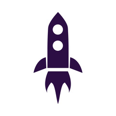 Simple rocket icon, flat style. Space concept. Design for International Day of Human Space Flight. Rocket icon isolated. 