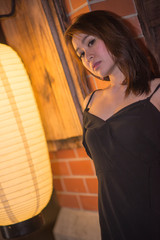 cute asian woman in black dresses