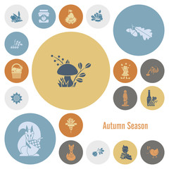 Set of Flat Autumn Icons