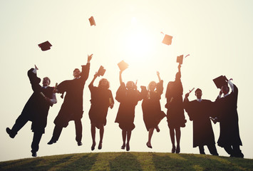 Group of diverse graduating students