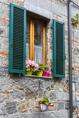 Fototapeta na wymiar House Window with flowers