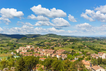 Landscape view of San Gimignano in Italian Tuscany