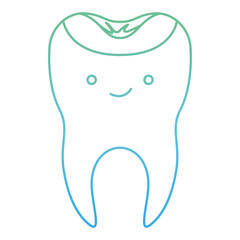kawaii restored tooth with root in degraded green to blue color contour