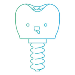 kawaii tooth implant with screw in degraded green to blue color contour