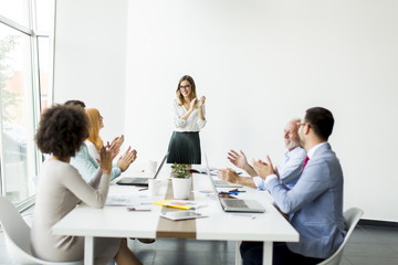 Business people discussing a strategy and working together in office