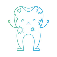 dirty tooth cartoon in degraded green to blue color contour