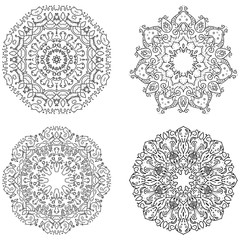  Set of mandalas.Decorative round ornaments.