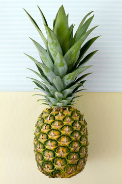 pineapple on blue and yellow background