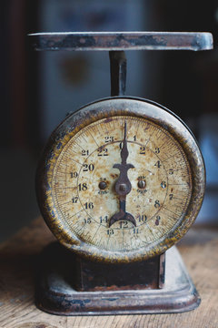 The front of an old scale