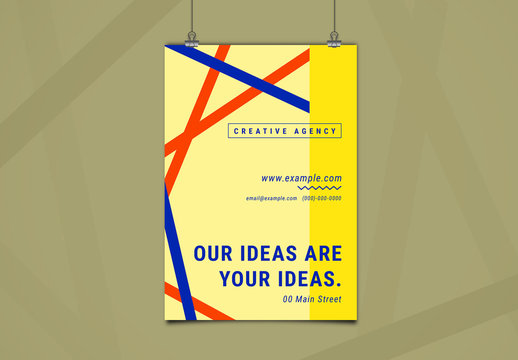 Yellow Agency Flyer with Blue and Red Elements