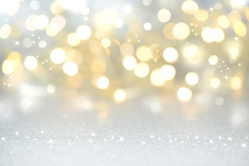 christmas background - gold and silver lights